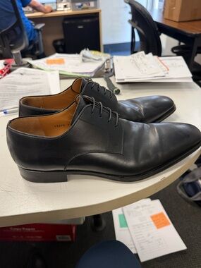 Magnanni Colo Black Leather Derby Shoes for Men